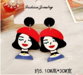 Acrylic Funny Cartoon Girl Earrings MIC-HanS001