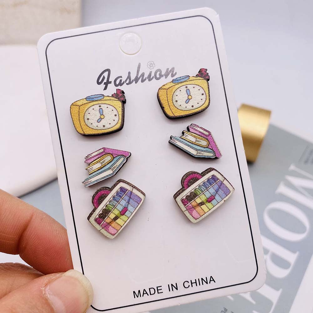 Alloy magnifying glass book earrings MIC-ChenY005