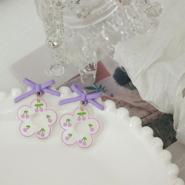 Acrylic Hollow Flower Earrings MIC-QingJ024