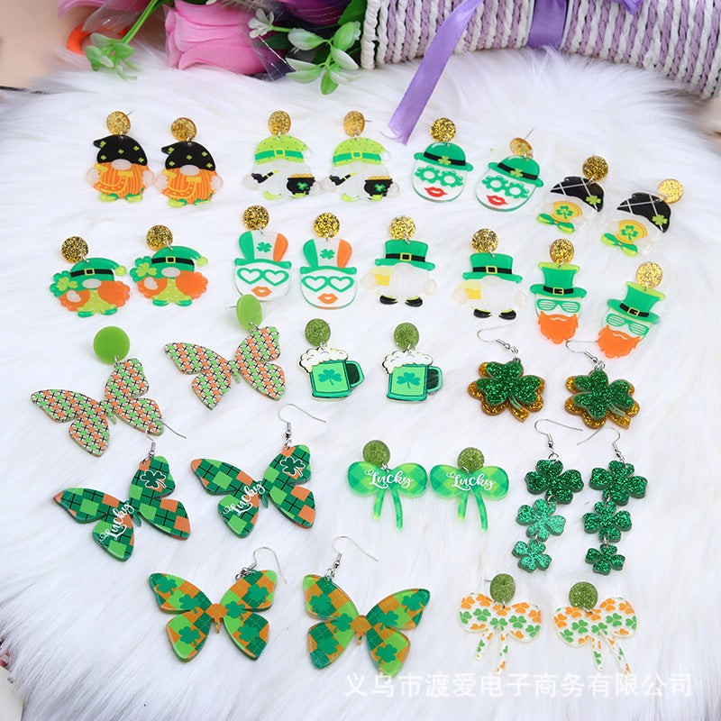 Acrylic Clover Hat Butterfly Earrings MIC-DuAi006