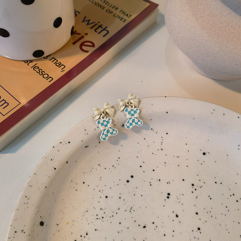 Alloy Blue Bear Earrings MIC-JiuY040