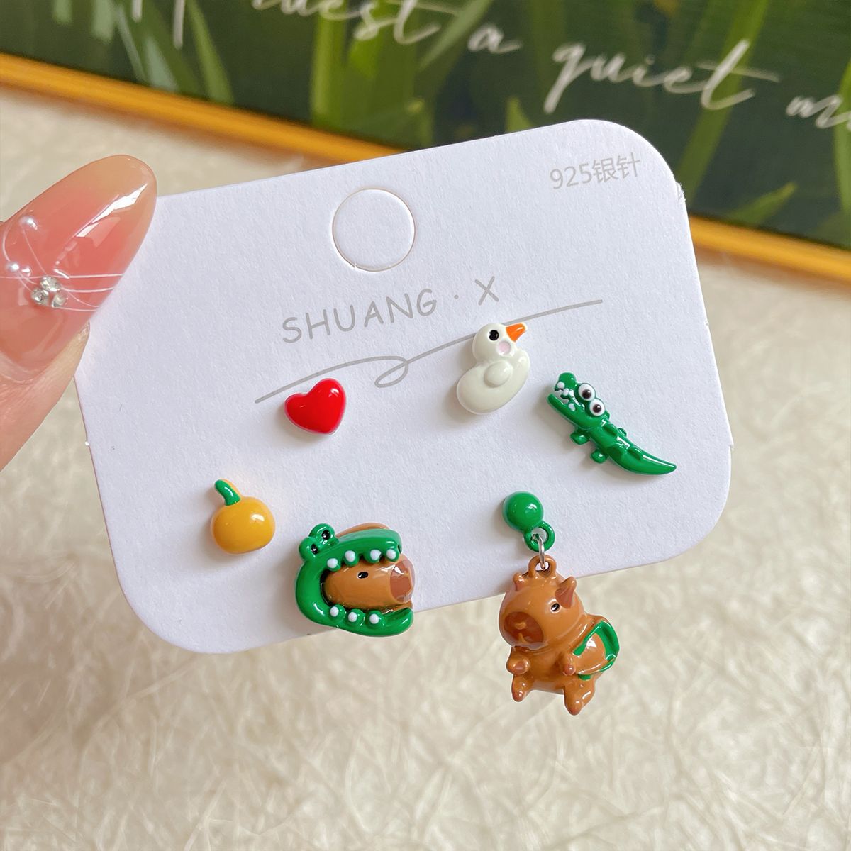 Alloy small fresh cartoon three piece earring set MIC-ShuangX048