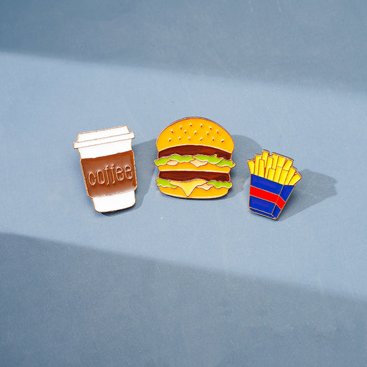 Alloy Cute Cartoon Burger Coffee Brooch MIC-QiSen027