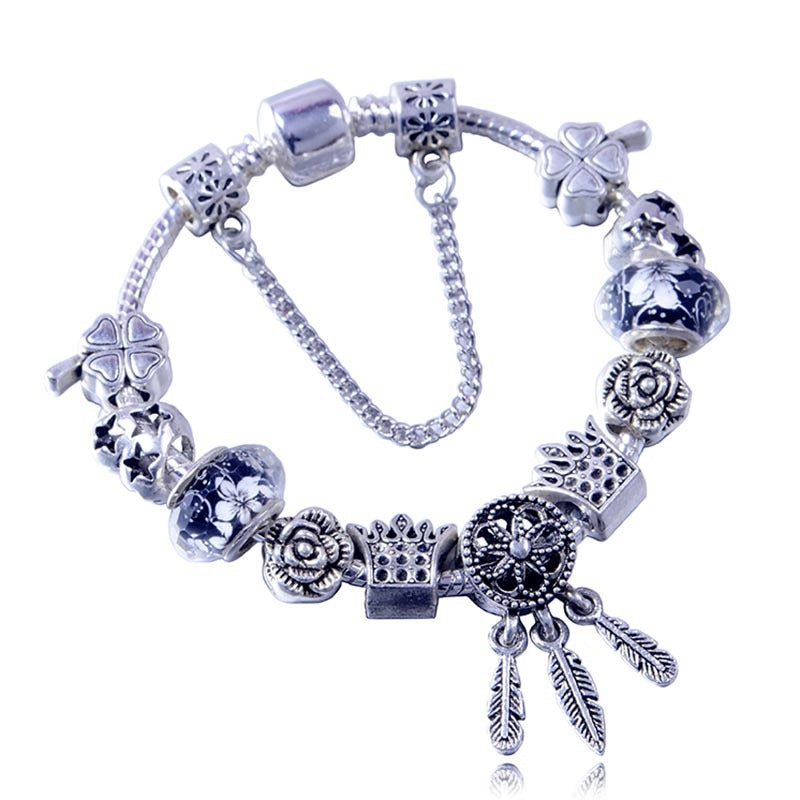 Crystal glass European crown bead bracelet US-ShanM002