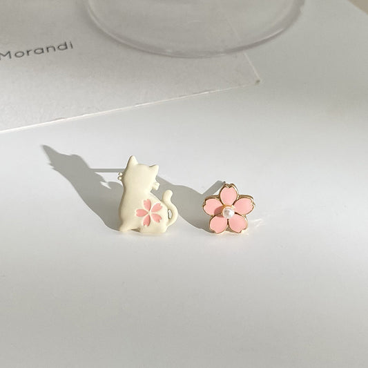 Alloy cute cat flower earrings (Minimo de Compra 2) MIC-SBL020