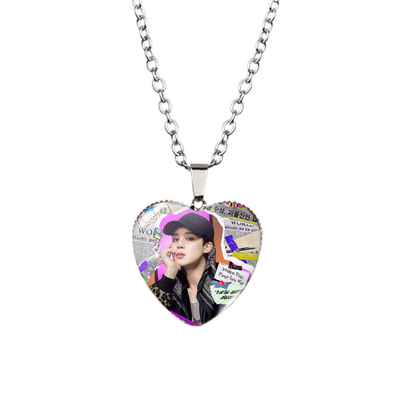 Alloy Time Gem Heart Necklace MYA-XiangL027