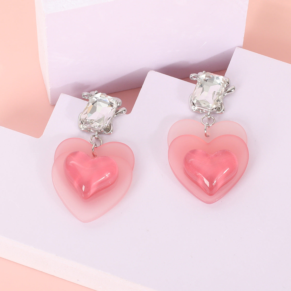 Alloy Pink Love Earrings (Minimo de compra 5) MIC-YiRan003