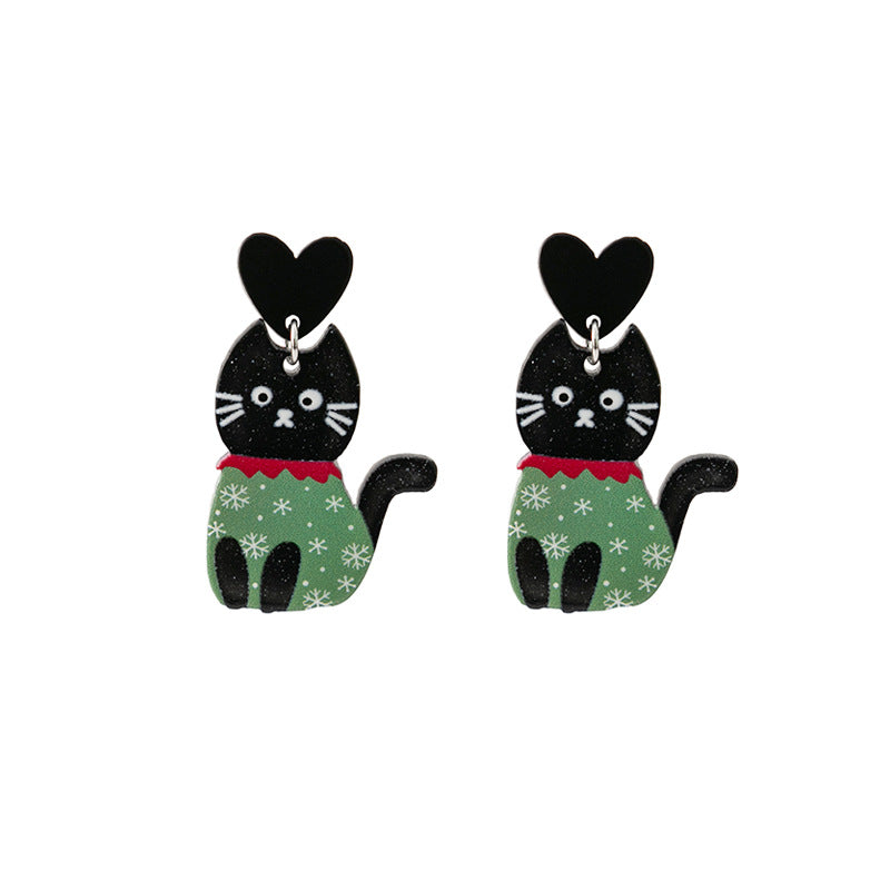 Alloy Halloween Cat Earrings MYA-MDD163