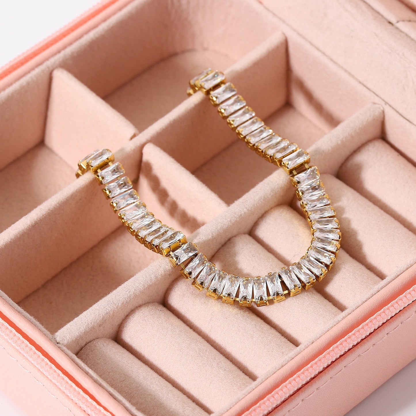 Gold Plated Stainless Steel Zirconia Bracelet MYA-JieD022