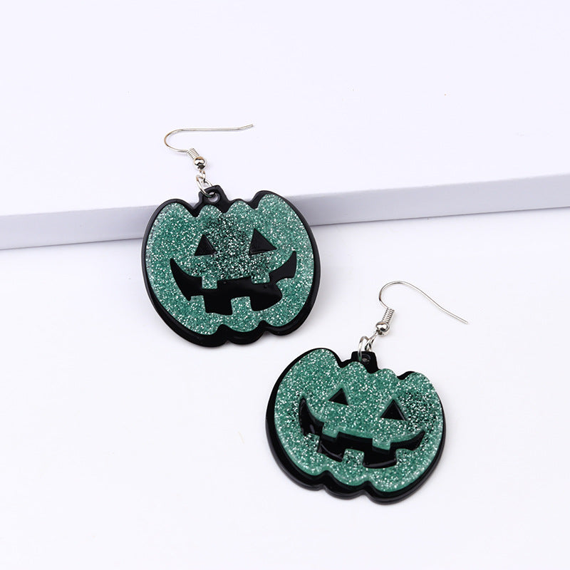 Acrylic Halloween Pumpkin Splice earrings (Minimo de Compra 2) MYA-DuA037