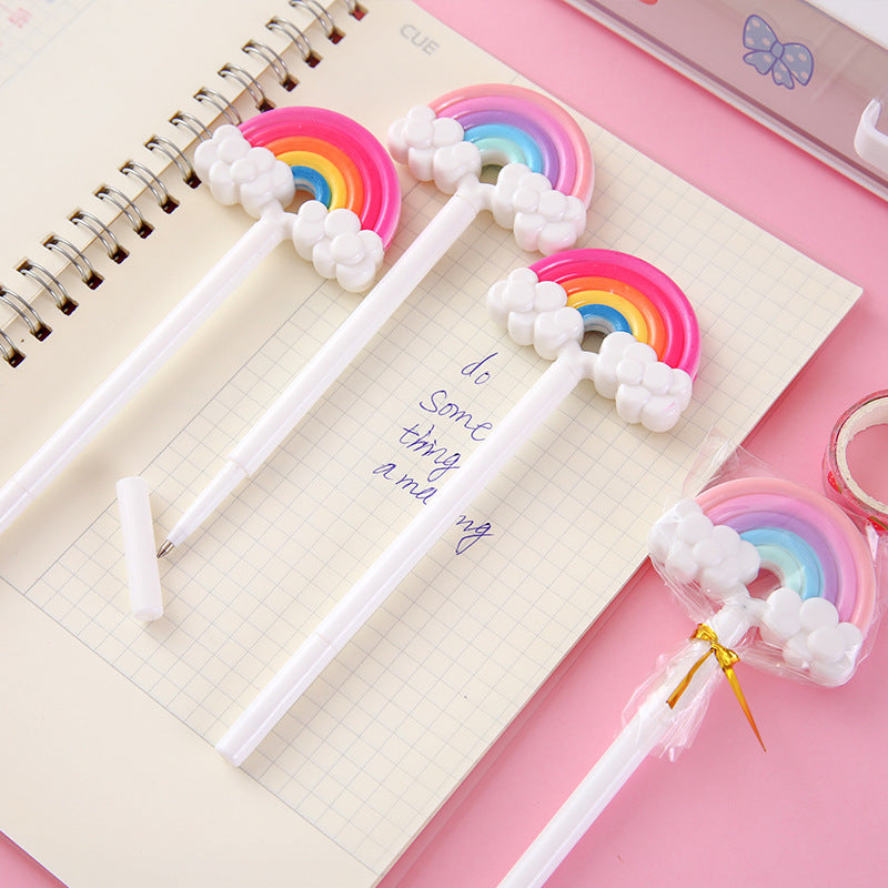 Ballpoint Pen Plastic Cute Rainbow Lollipop Neutral Pen YiGe035