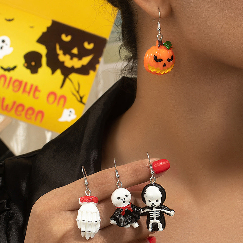 Alloy cartoon funny pumpkin ghost earrings MYA-JLD011