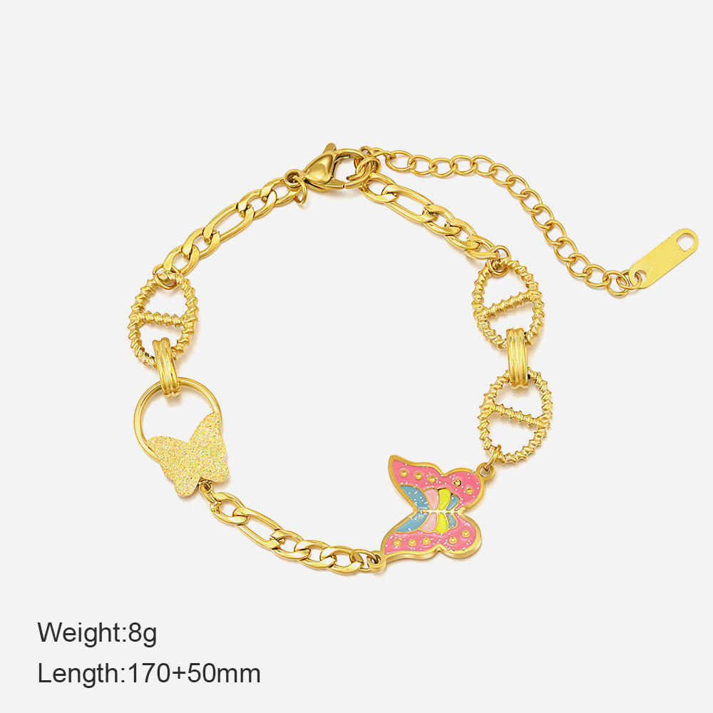 Stainless Steel Gold Plated Butterfly Bracelet （Minimo de compra 2） MIC-chenH018