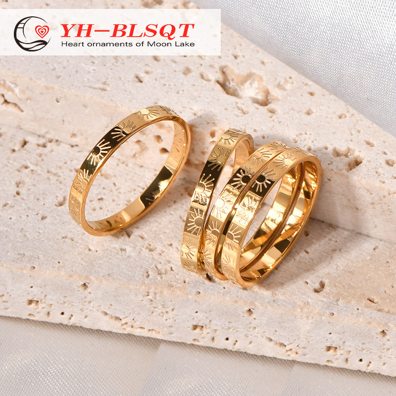 Stainless steel gold-plated sunflower ring MYA-YHZX017