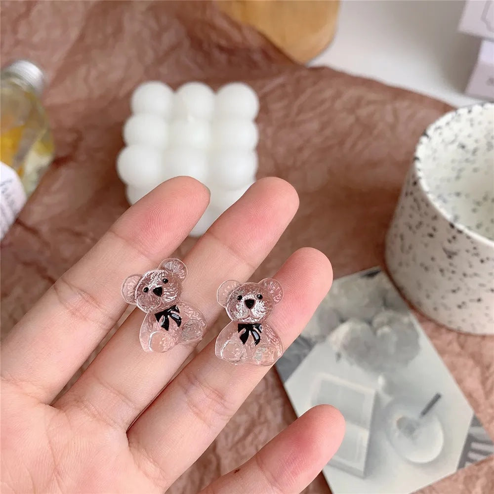 Alloy transparent bear earrings MIC-XiM007