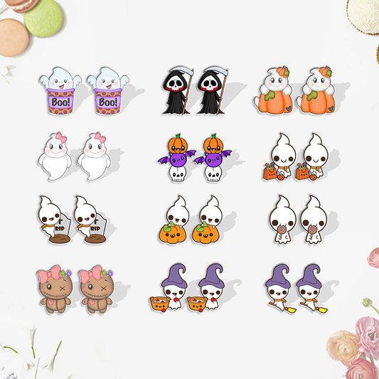 Alloy cartoon funny pumpkin bat earrings (Minimo de compra 5) MIC-XiangL075