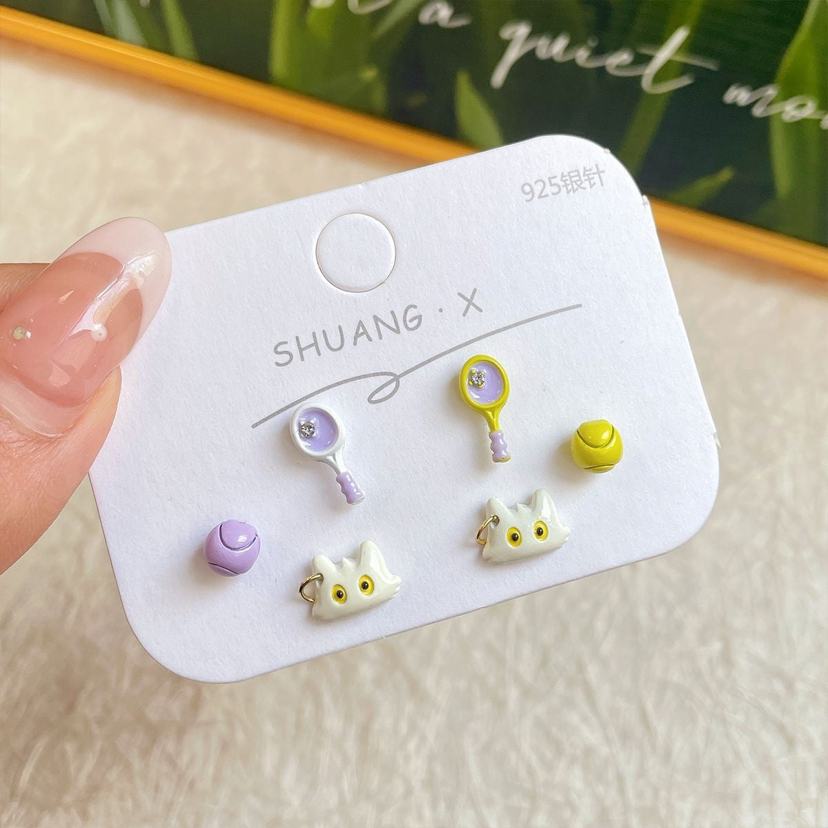 Alloy small fresh cartoon three piece earring set MIC-ShuangX048