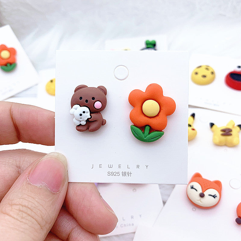 Resin cartoon small animal earrings  (Minimo de Compra 2) MIC-ShiJ002