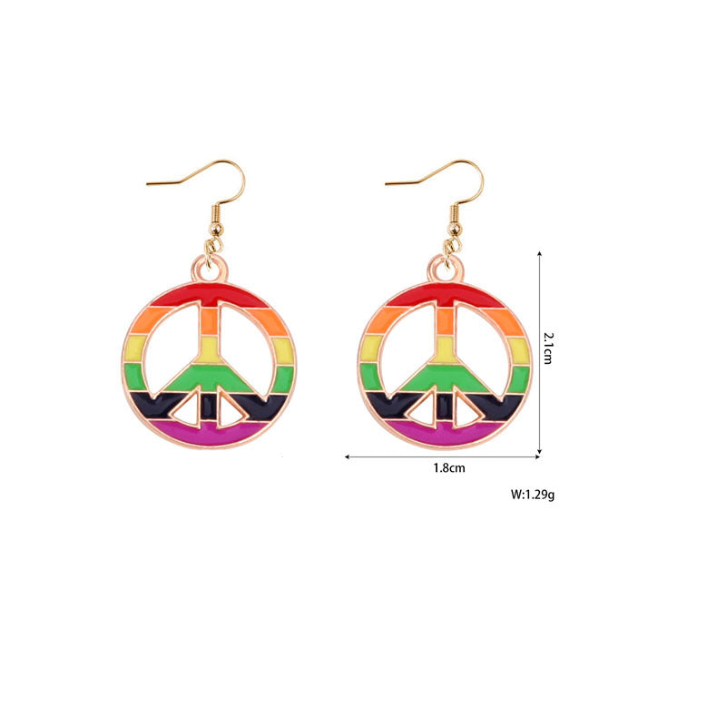 Alloy Rainbow Oil Dropping Earrings MIC-YiY004