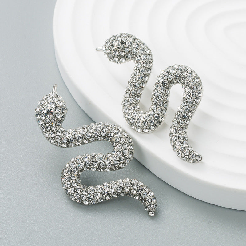 Alloy new full diamond snake shaped earrings (Minimo de Compra 2) MIC-HeM014