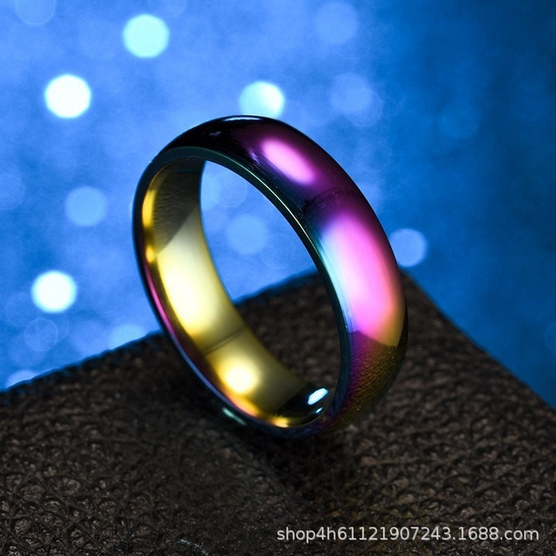 Stainless Steel Color Diamond Glossy Round Ring JYS001