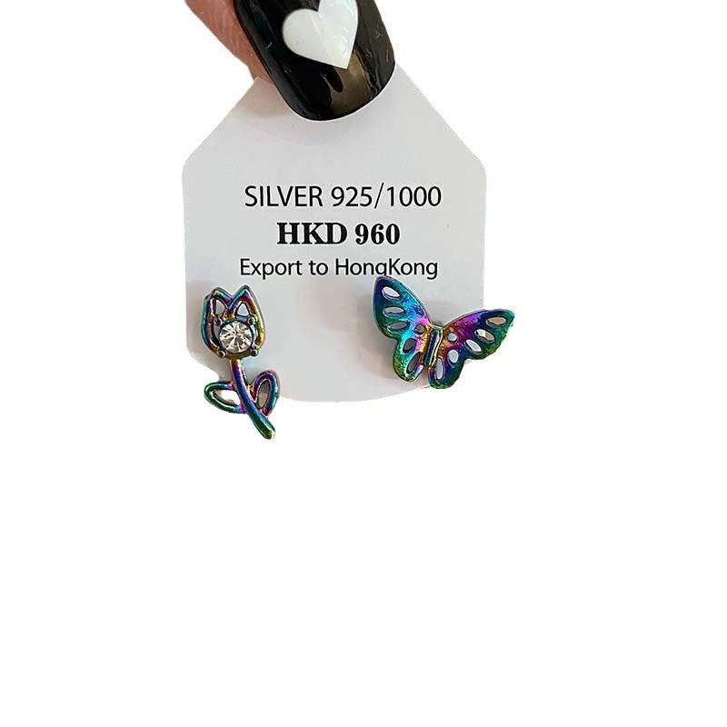 Alloy Colorful Tulip Butterfly Earrings (Minimo de Compra 2) MIC-HanY025