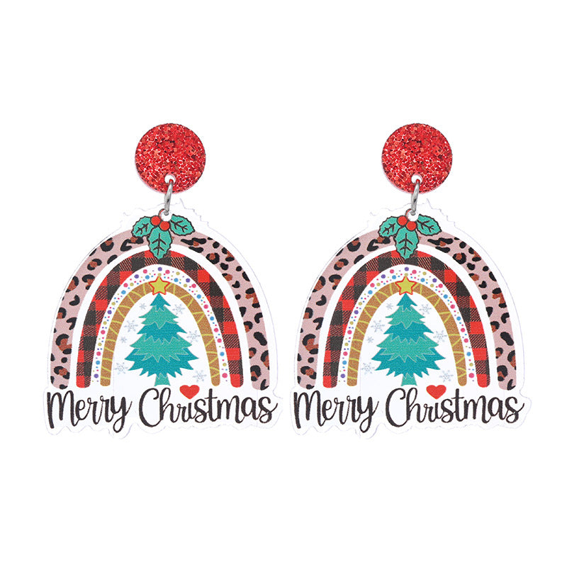 Alloy Christmas Hat Rainbow Earrings MIC-KaiQ037