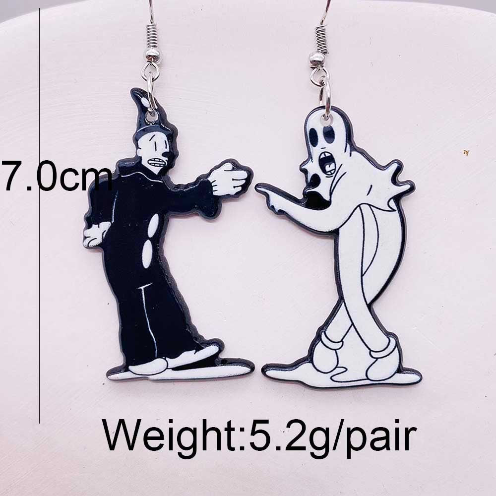 Acrylic Halloween Cookie Man Ghost Earrings (Minimo de Compra 2) MIC-ChenY019