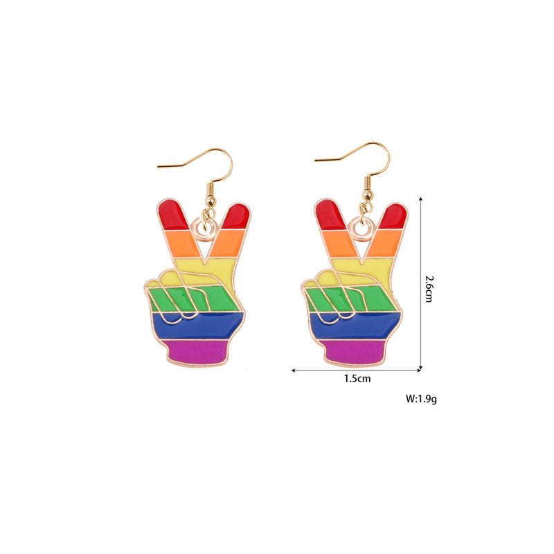 Alloy Rainbow Oil Dropping Earrings MIC-YiY004