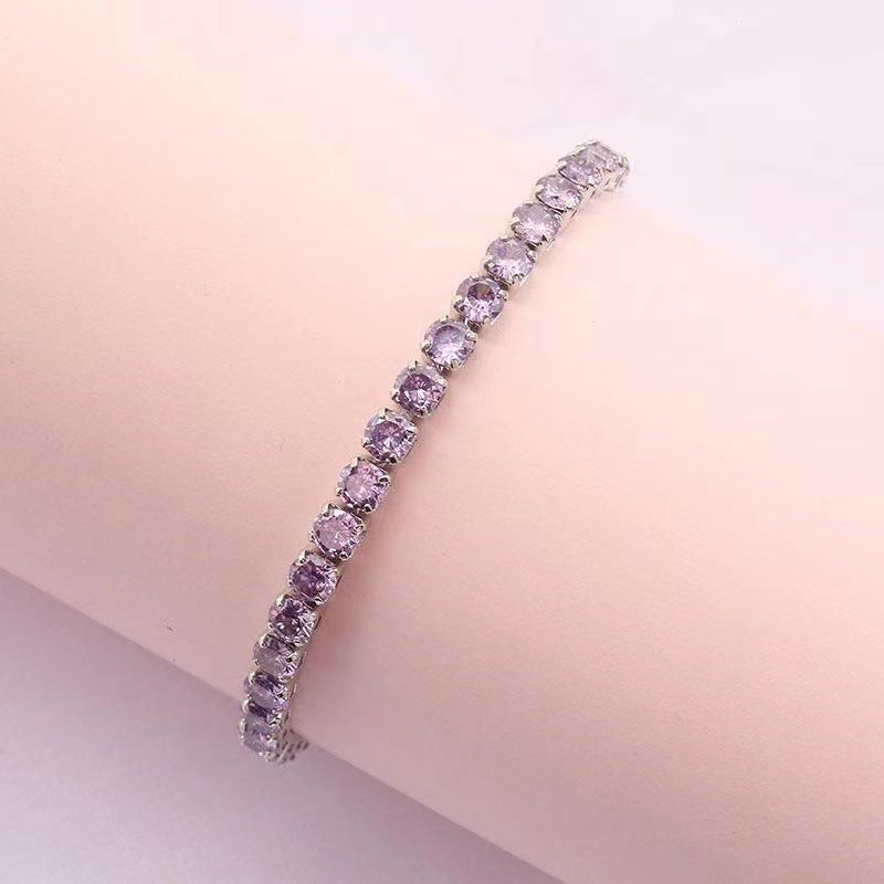 Alloy 4mm round single row full diamond bracelet (Minimo de Compra 2) MIC-LinD008