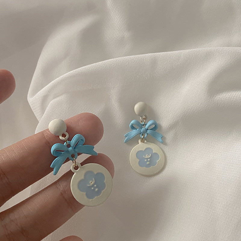 Acrylic bow colored flower earrings MIC-ErY004