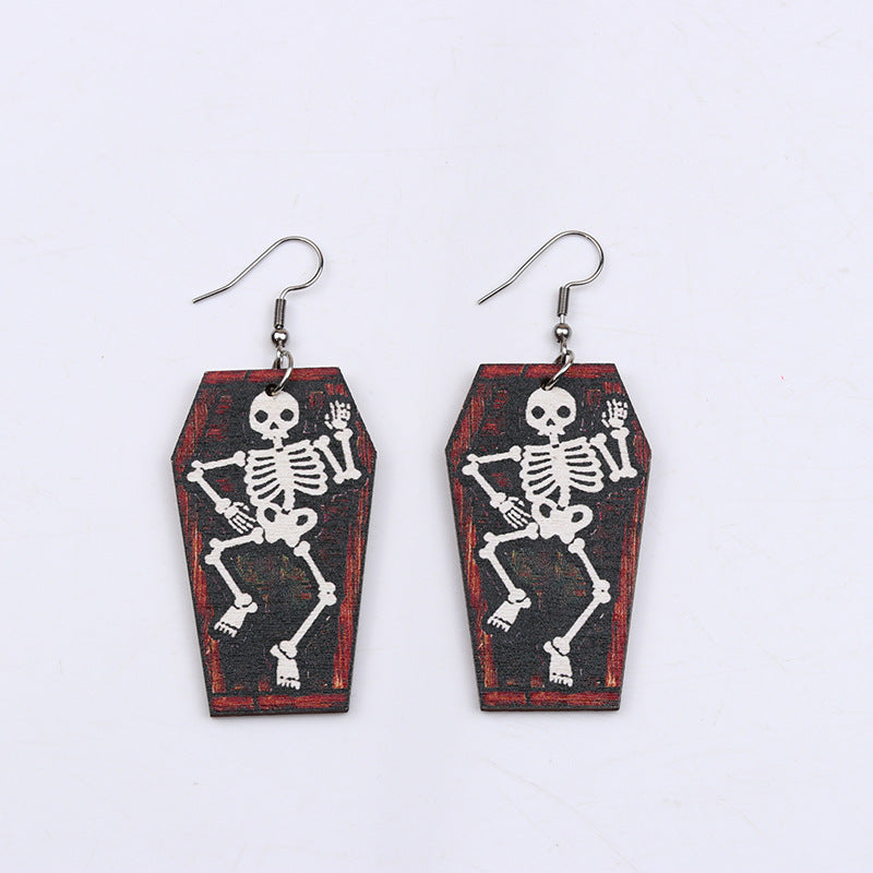 Acrylic Halloween Wood Earrings (Minimo de Compra 2) MYA-DuA019