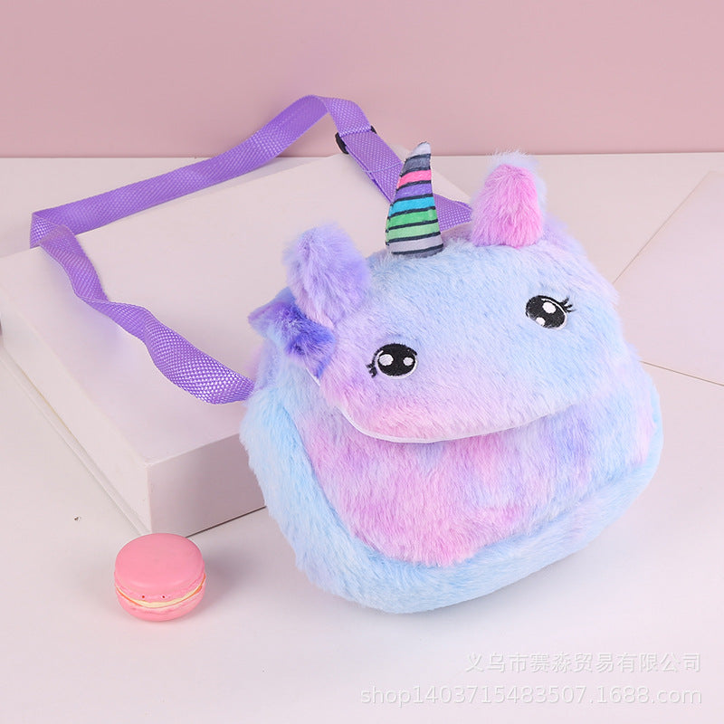 Plush cartoon unicorn messenger shoulder bag(Minimo de compra 5) MIC-SaiM003