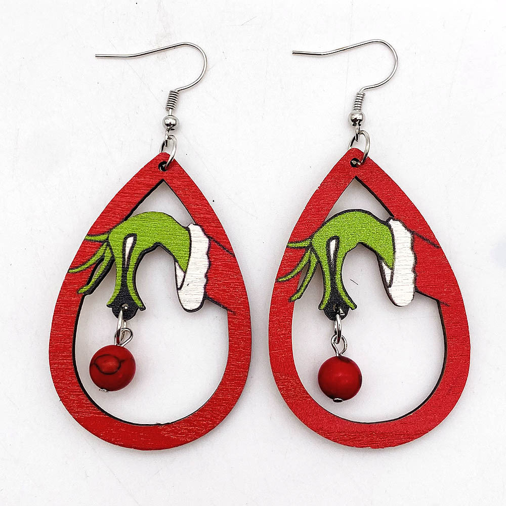 Acrylic Green Frog Wooden Earrings (Minimo de Compra 2) MYA-ChenY034