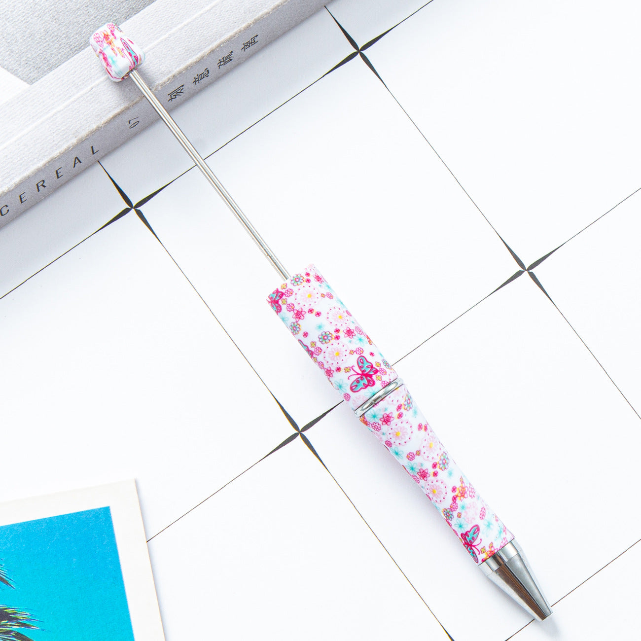 DIY Leopard Floral Cow Plastic Bead Pen HuaH002