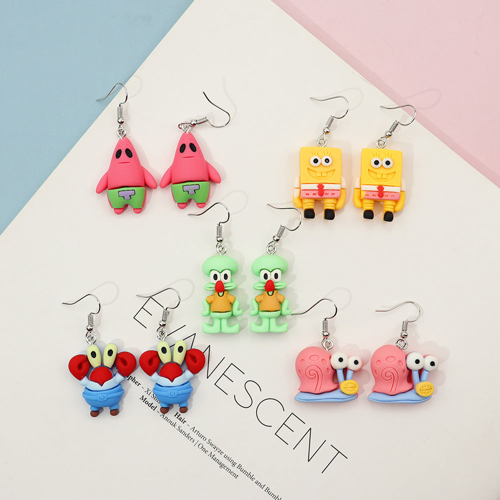 Acrylic cartoon sponge baby earrings MIC-NiQ039