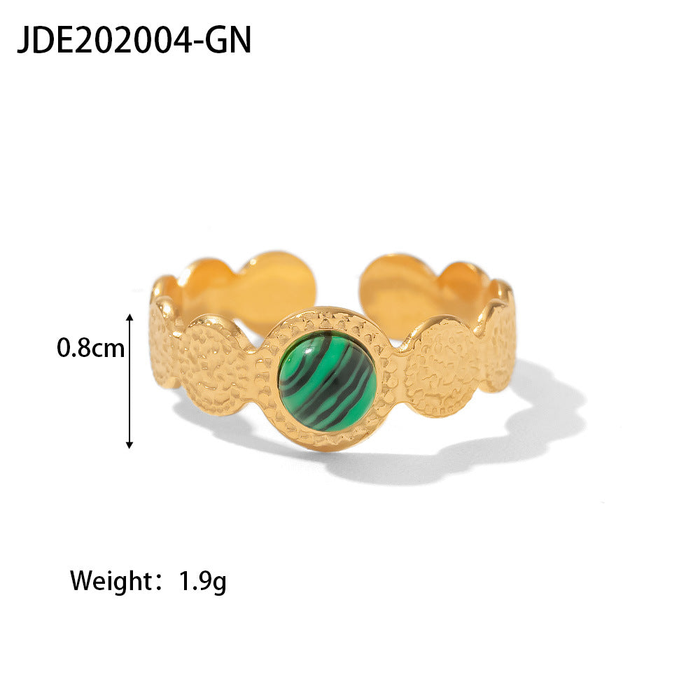 Stainless Steel Irregular Gemstone Gold Plated Ring MIC-JieD010