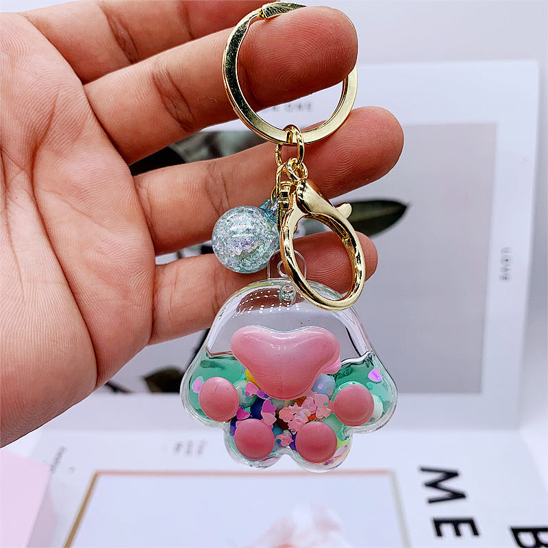 Keychains For Backpacks acrylic sakura cat claw into oil keychain MOQ≥2 DMF011