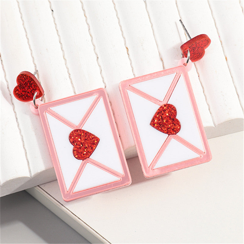 Acrylic Love Envelope Earrings MYA-ChouD040