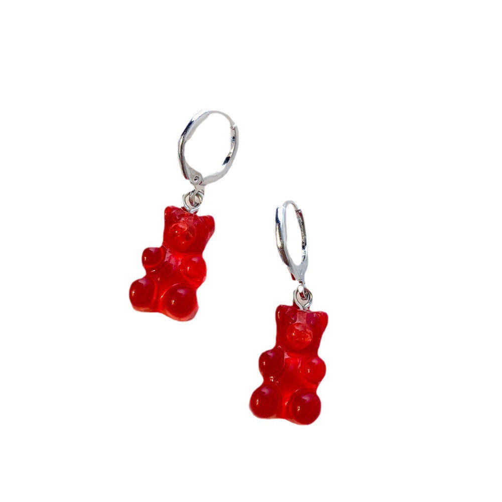 Alloy Multi Color Gradient Bear Earrings (Minimo de Compra 2) MIC-YingM017