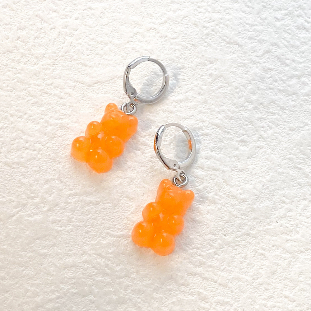 Alloy Multi Color Gradient Bear Earrings (Minimo de Compra 2) MIC-YingM017