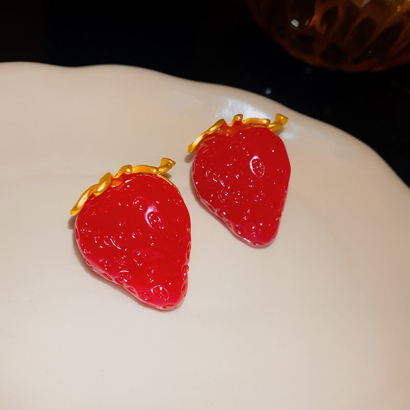 Alloy Geometry Strawberry Earrings MIC-HuiH007