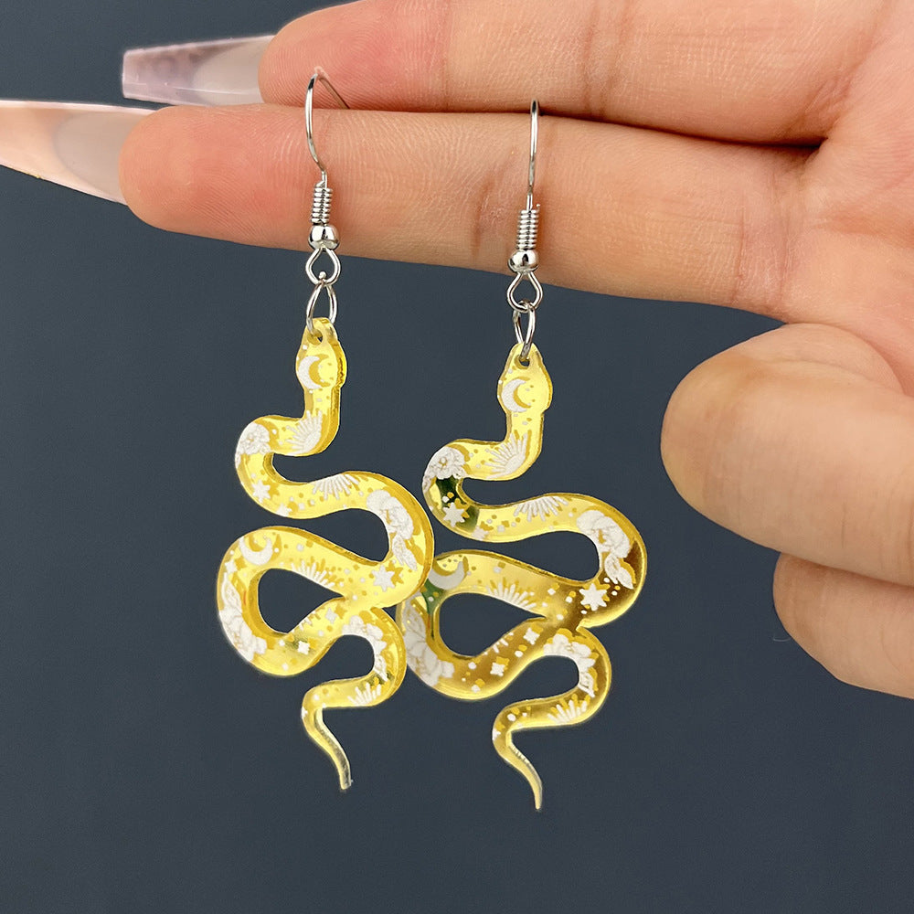 Acrylic snake shaped plate earrings (Minimo de compra 2) MYA-YiD026