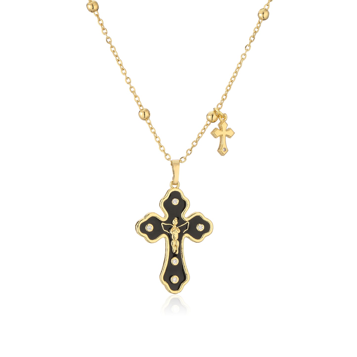 Stainless steel drip oil cross necklace MIC-JuC019