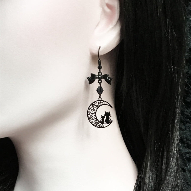 Alloy Hollow Moon Earrings MIC-AnM009