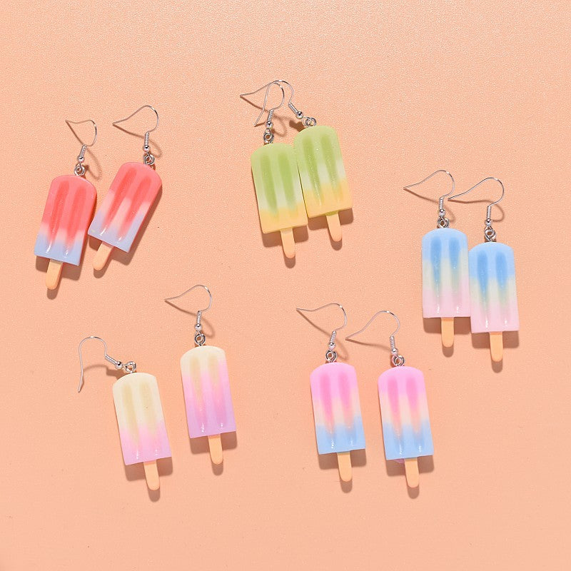 Resin contrast ice cream earrings MIC-XunT006