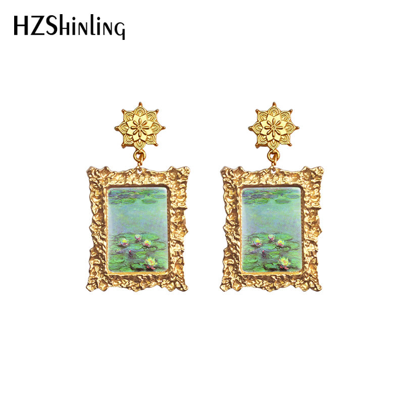 Alloy Vintage Picture Frame Earrings (Minimo de compra 5) MIC-XiangL058