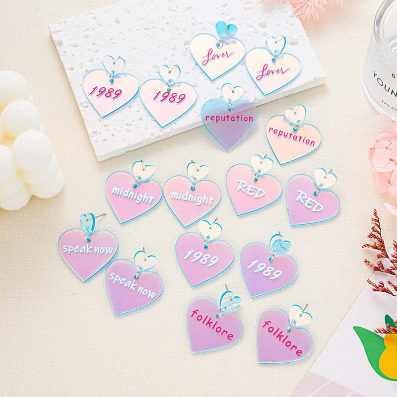 Alloy laser heart-shaped earrings MIC-JiaY021