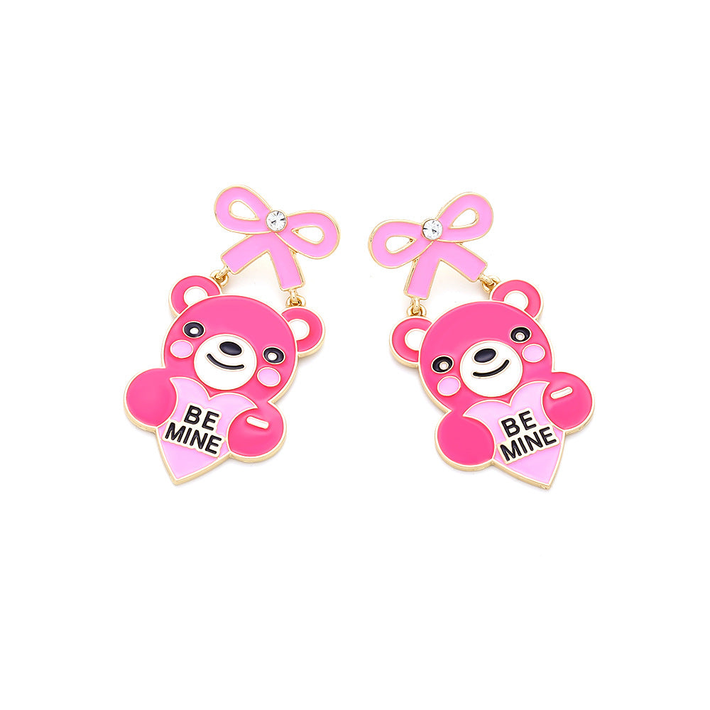 Alloy Letter Love Bear Earrings MIC-ManY063