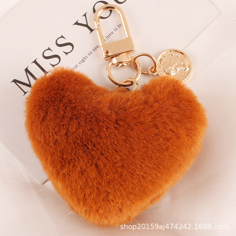 Keychains Alloy Plush Hearts Fur Balls MIC-YiHan051